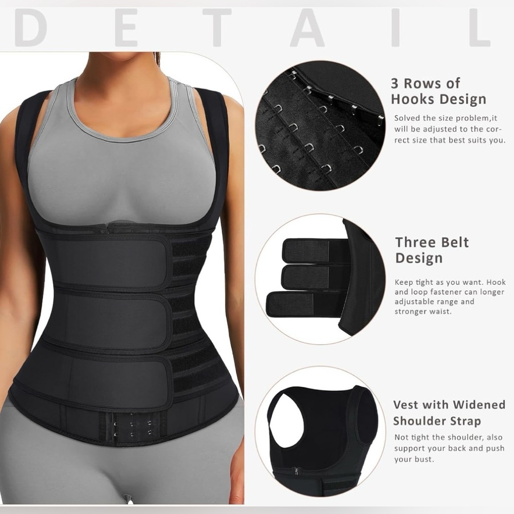 FeelinGirl Latex Waist Trainers Vest for Women Plus Size Waist Cincher Corset - Picture 4 of 10